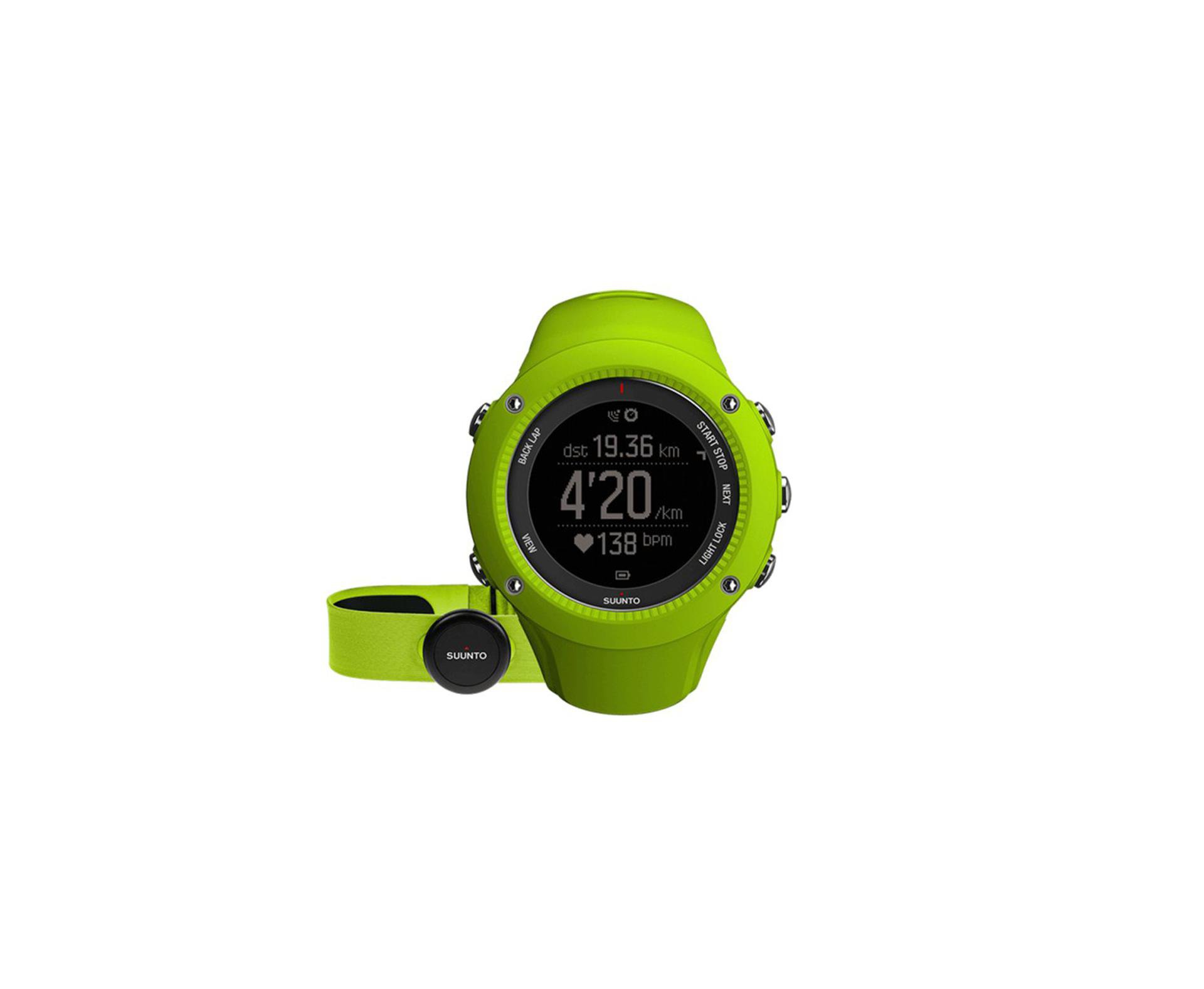 Relogio Ambit3 Run Lime Hr Com Gps Integrado E Cinta Para Monitoramento Cardiaco - Suunto