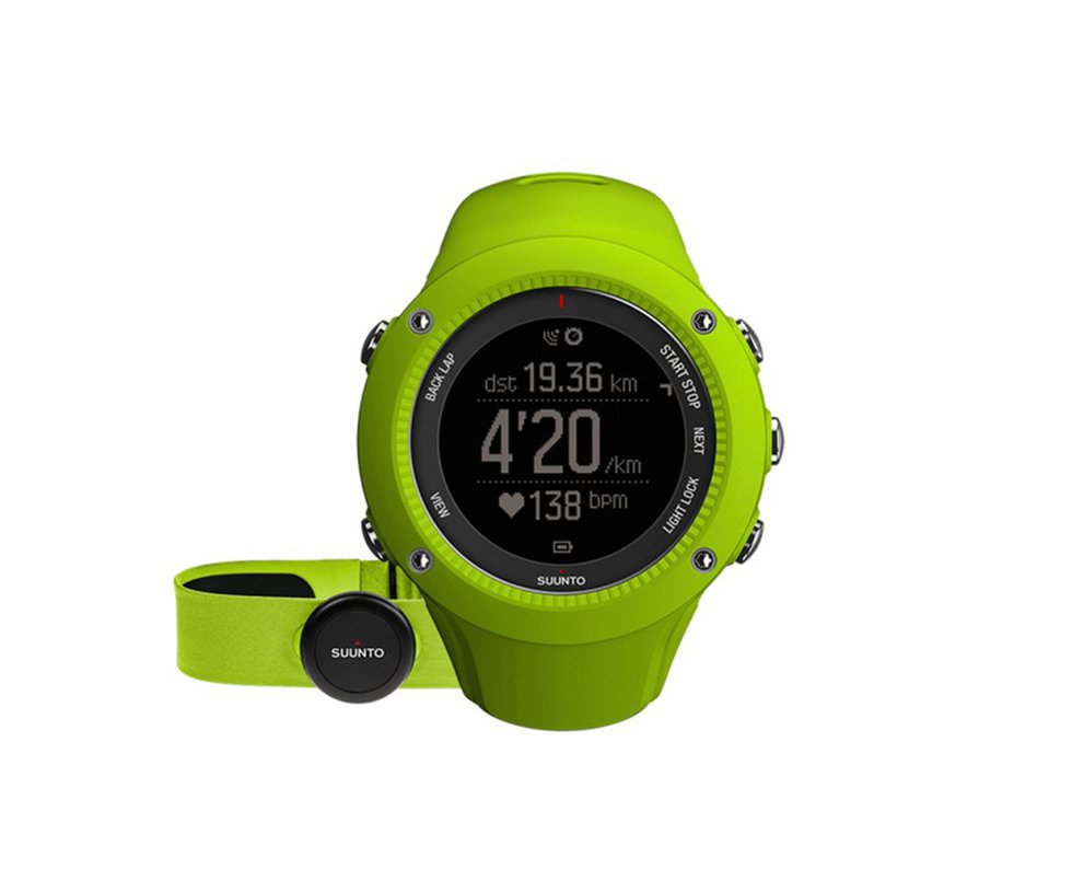 Relogio Ambit3 Run Lime Hr Com Gps Integrado E Cinta Para Monitoramento Cardiaco - Suunto