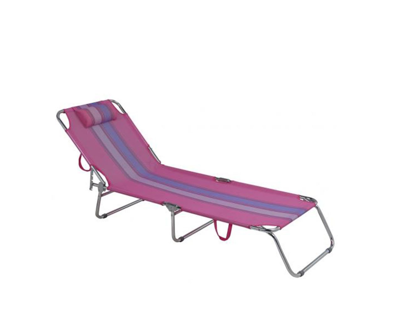 Cadeira Espreguiçadeira Em Alumínio Com Travesseiro Praia Piscina 4 Posições Rosa - Mor