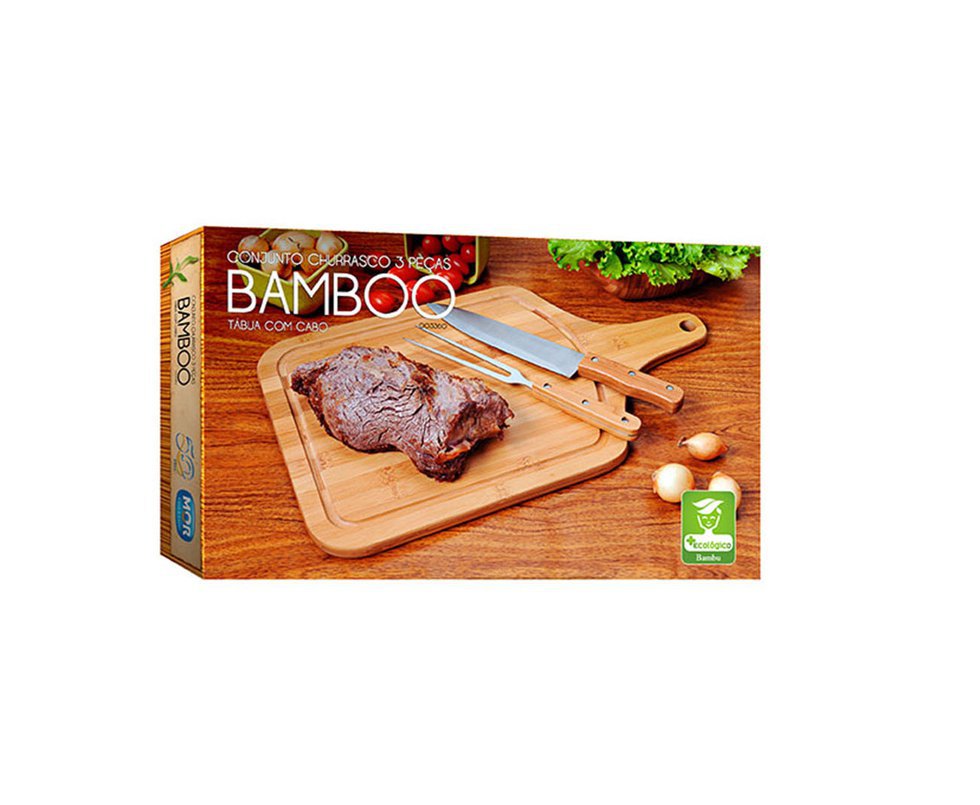 Conjunto Churrasco Bamboo Tabua 30x50cm C/ Cabo - Mor