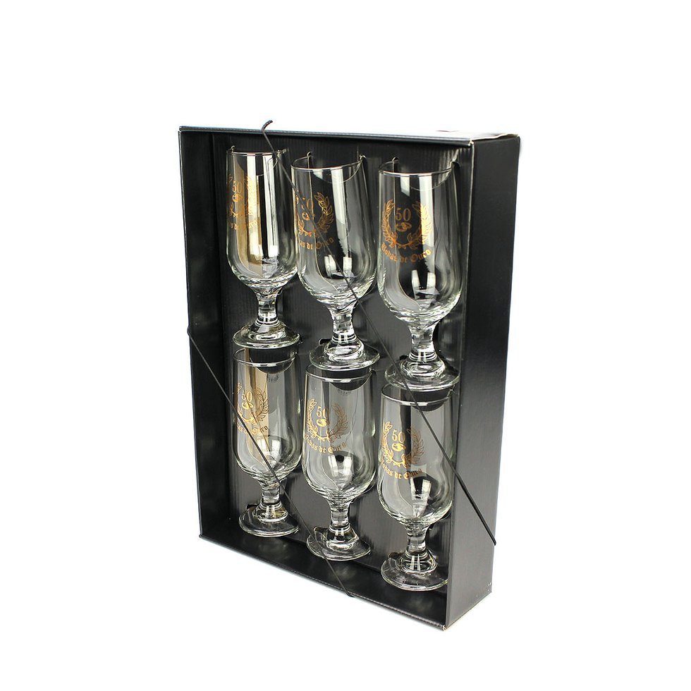 Conjunto 6 Copos Elegance Hannover Bodas Ouro
