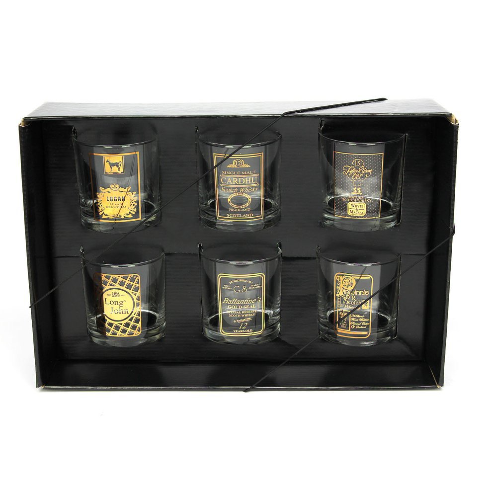 Conjunto 6 Copos Elegance Wisky Bx Ouro