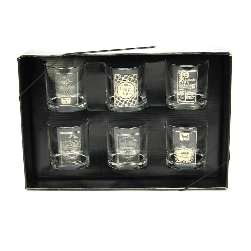 Conjunto 6 Copos Wisky Elegance Bx Prata