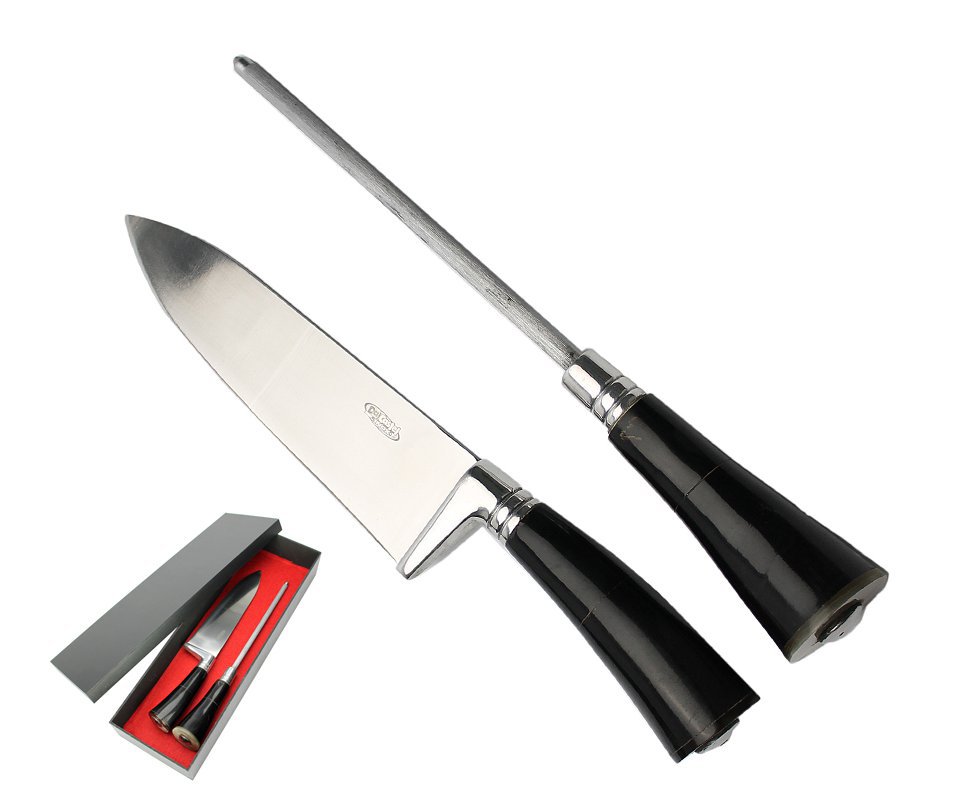 Conjunto Faca + Chaira 8" Cabo De Ponta De Chifre - Dal Castel