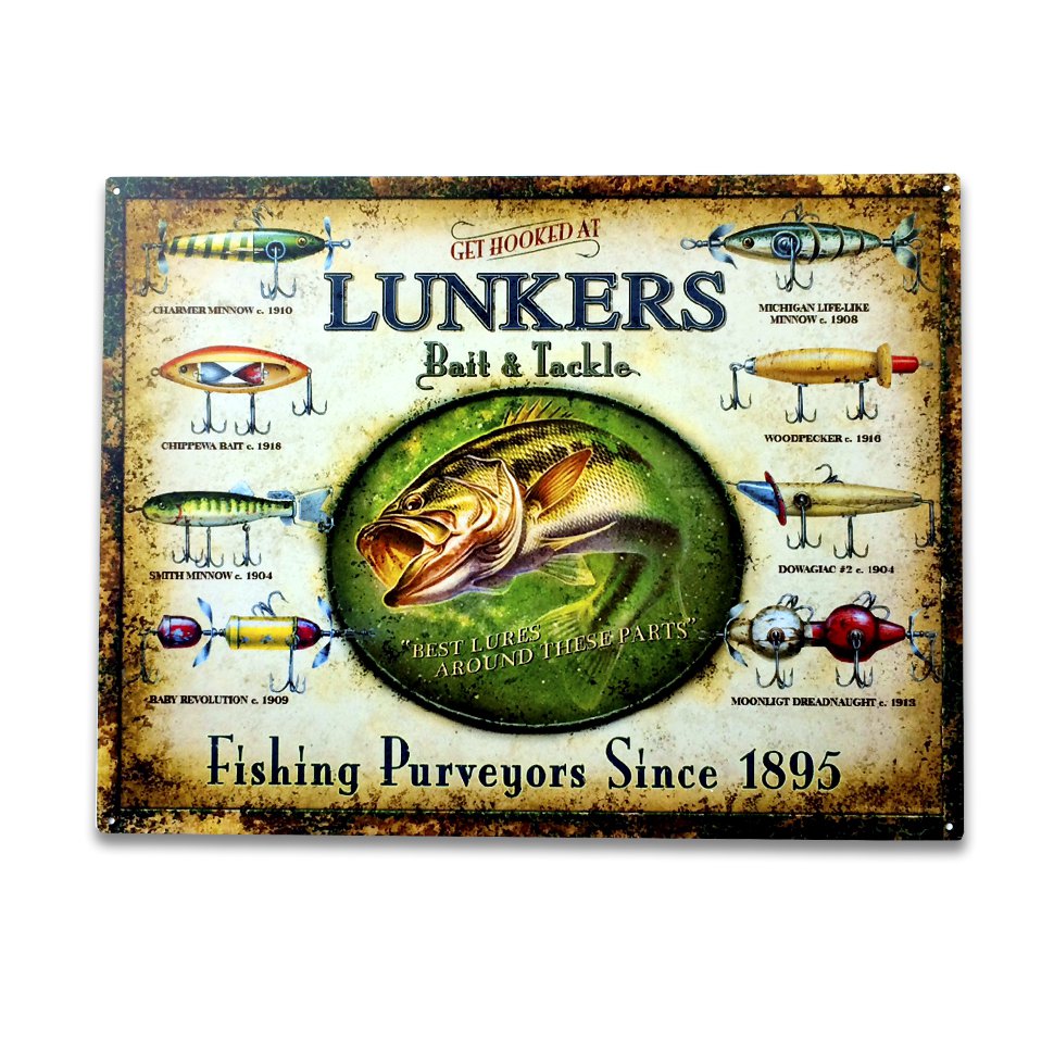 Placa Decorativa - Lunkers Fishing - 30x39 Cm - All Classics