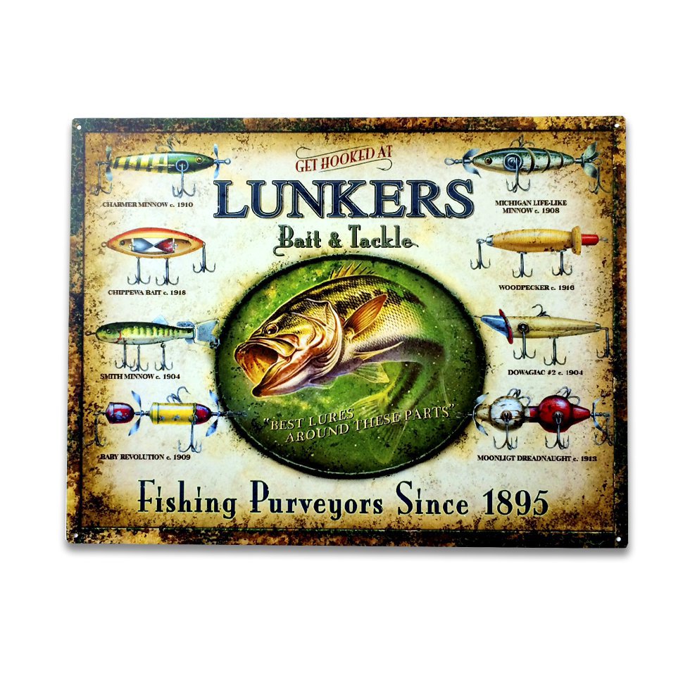 Placa Decorativa - Lunkers Fishing - 30x39 Cm - All Classics