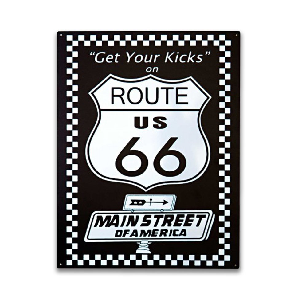 Placa Decorativa - Route 66 (black) - 39x30 Cm - All Classics