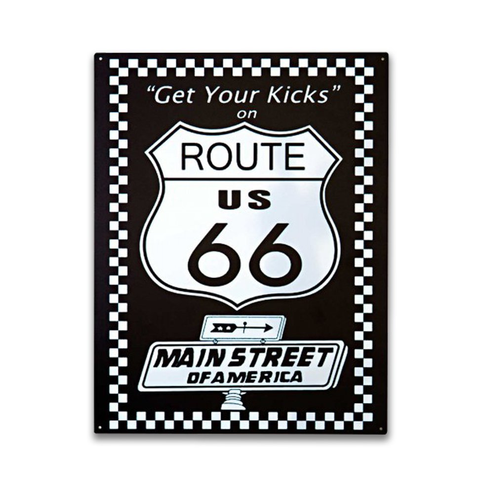 Placa Decorativa - Route 66 (black) - 39x30 Cm - All Classics