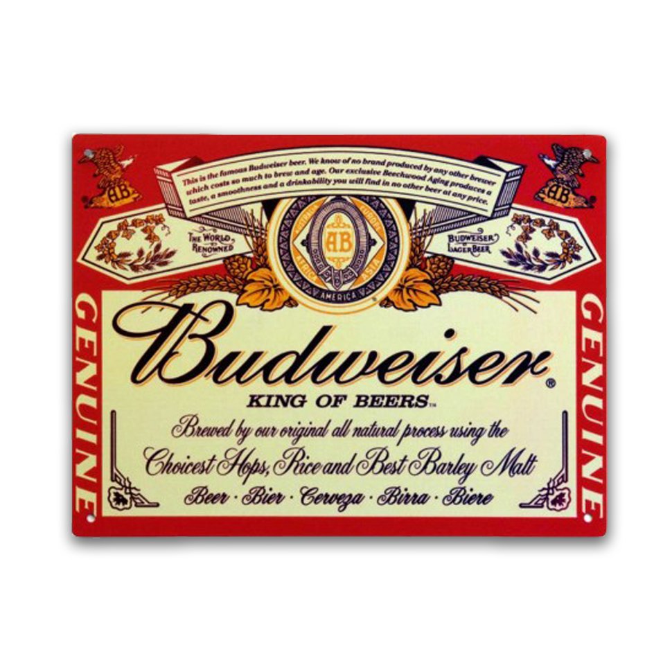 Placa Decorativa - Budweiser - 30x39 Cm - All Classics