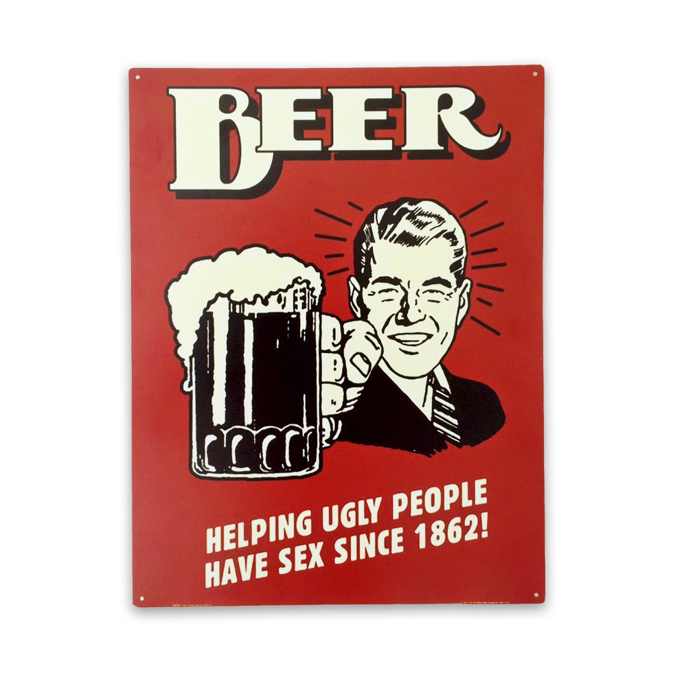 Placa Decorativa - Beer (vermelho) - 39x30 Cm - All Classics
