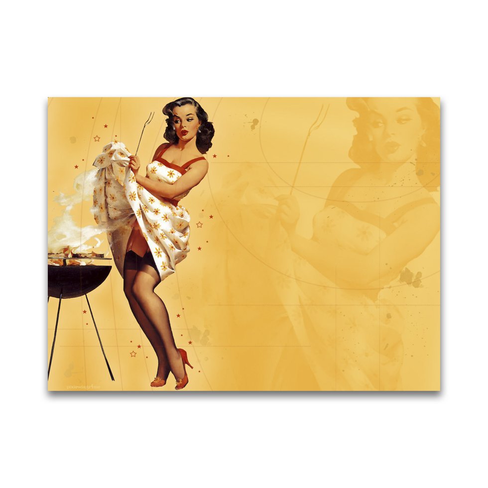 Placa Decorativa - Pin-up Churrasco - 30x39 Cm - All Classics