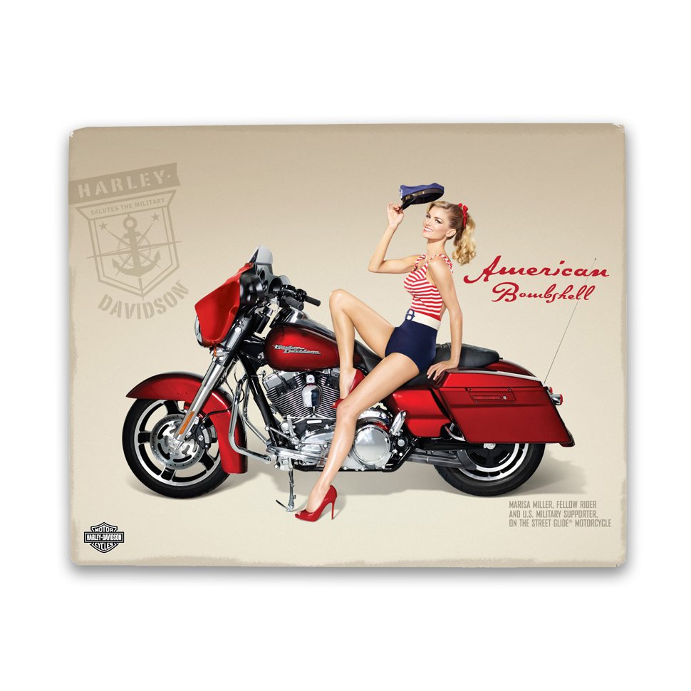 Placa Decorativa - Pin-up Harley Davidson - 30x39 Cm - All Classics