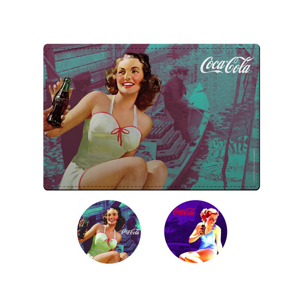 Kit Jogo Americano E Porta Copos Pin Up Brunette - Coca-cola