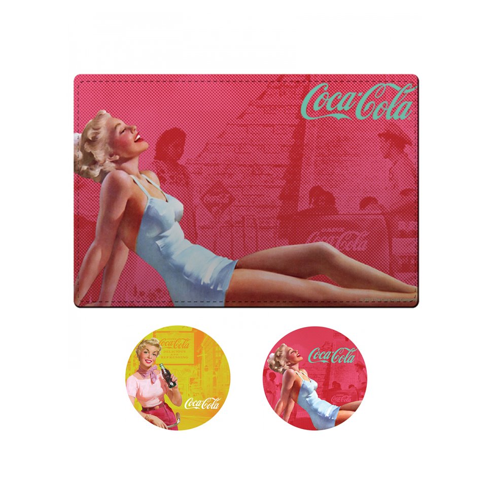 Kit Jogo Americano E Porta Copos Pin Up Blond Lady - Coca-cola