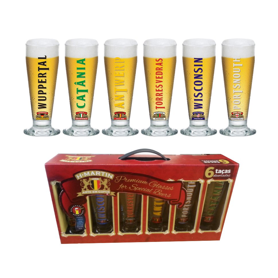 Maleta Com 6 Copos Para Cerveja - Antuérpia - Hmartin