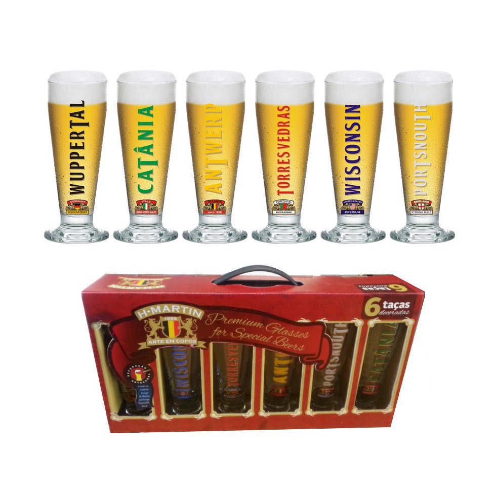 Maleta Com 6 Copos Para Cerveja - Antuérpia - Hmartin