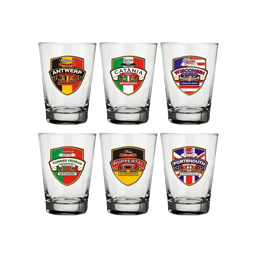 Conjunto De Copos Caldereta Premium - Flags - 6 Peças - Hmartin