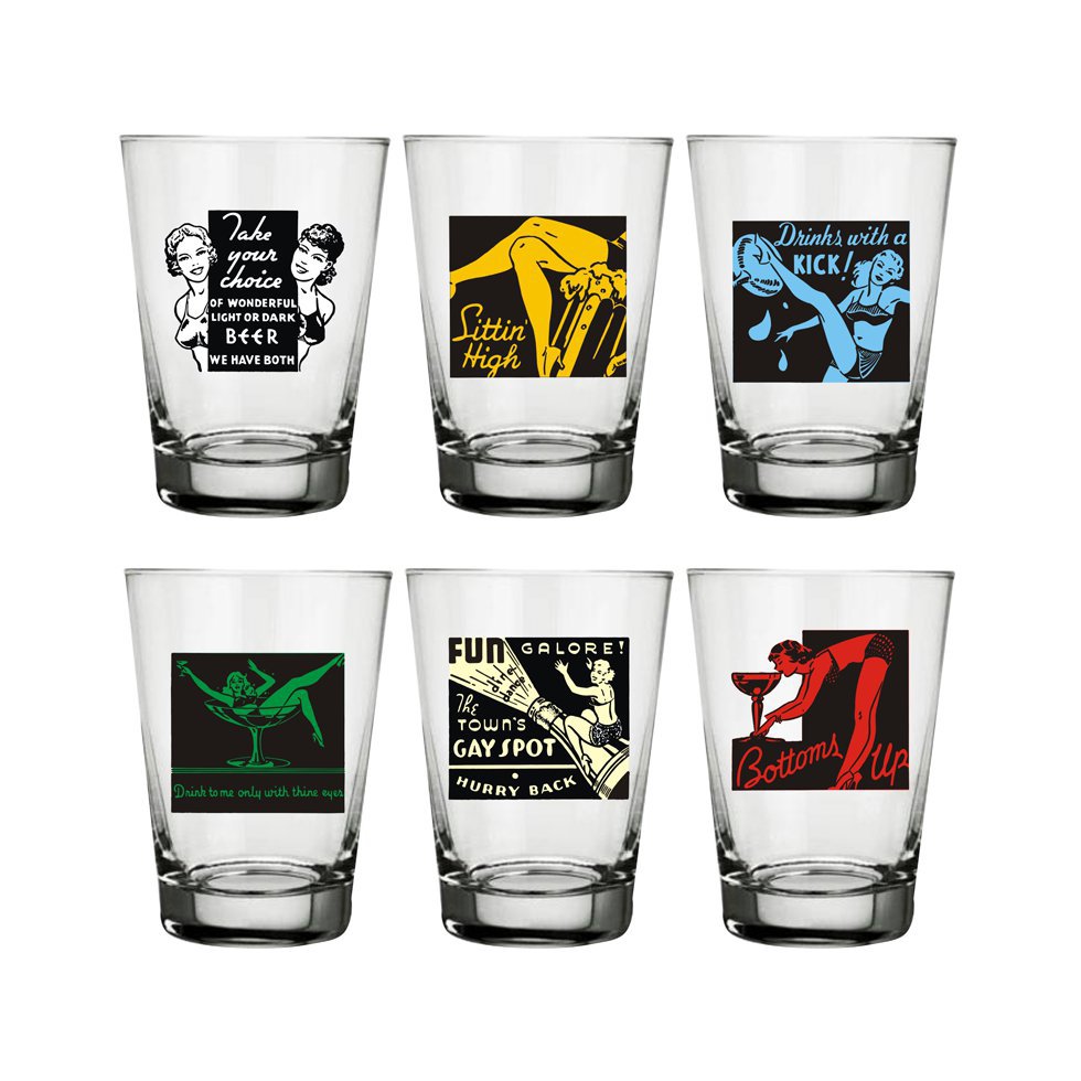 Conjunto De Copos Caldereta - Pin Ups - 6 Peças - Hmartin