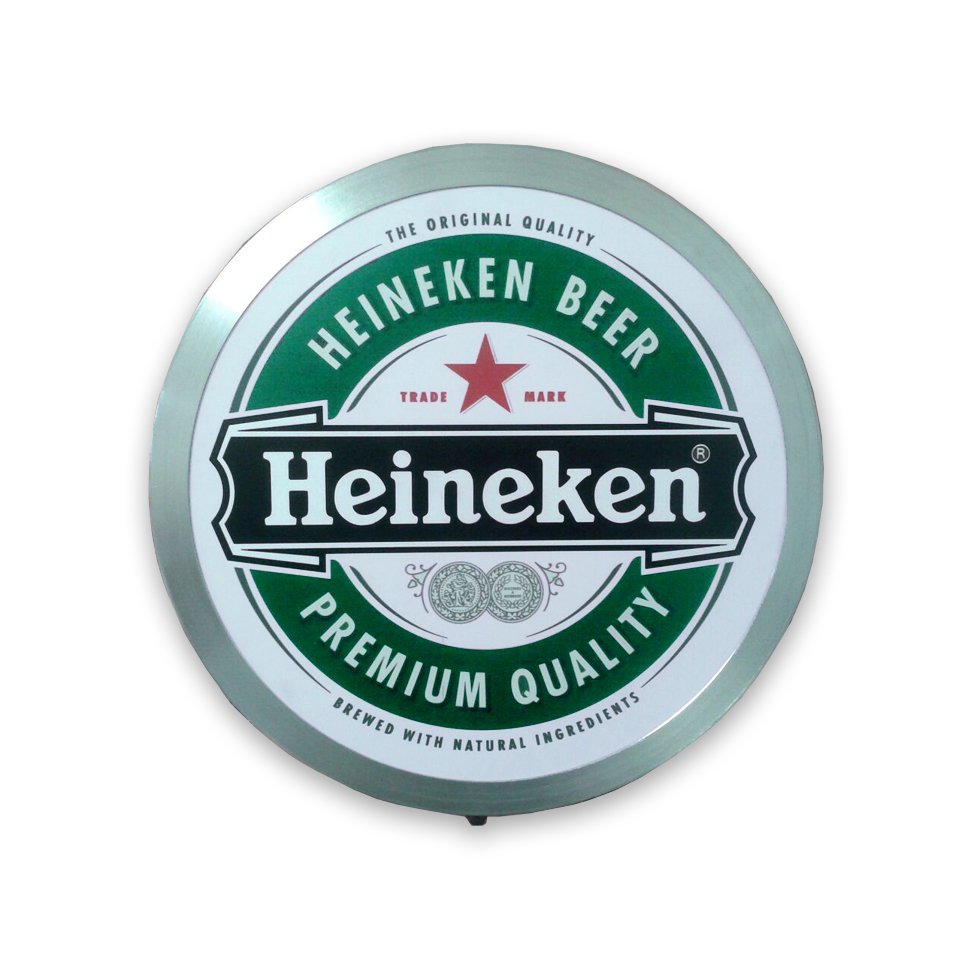 Luminoso Decorativo - Heineken - Aço Escovado - 31 Cm