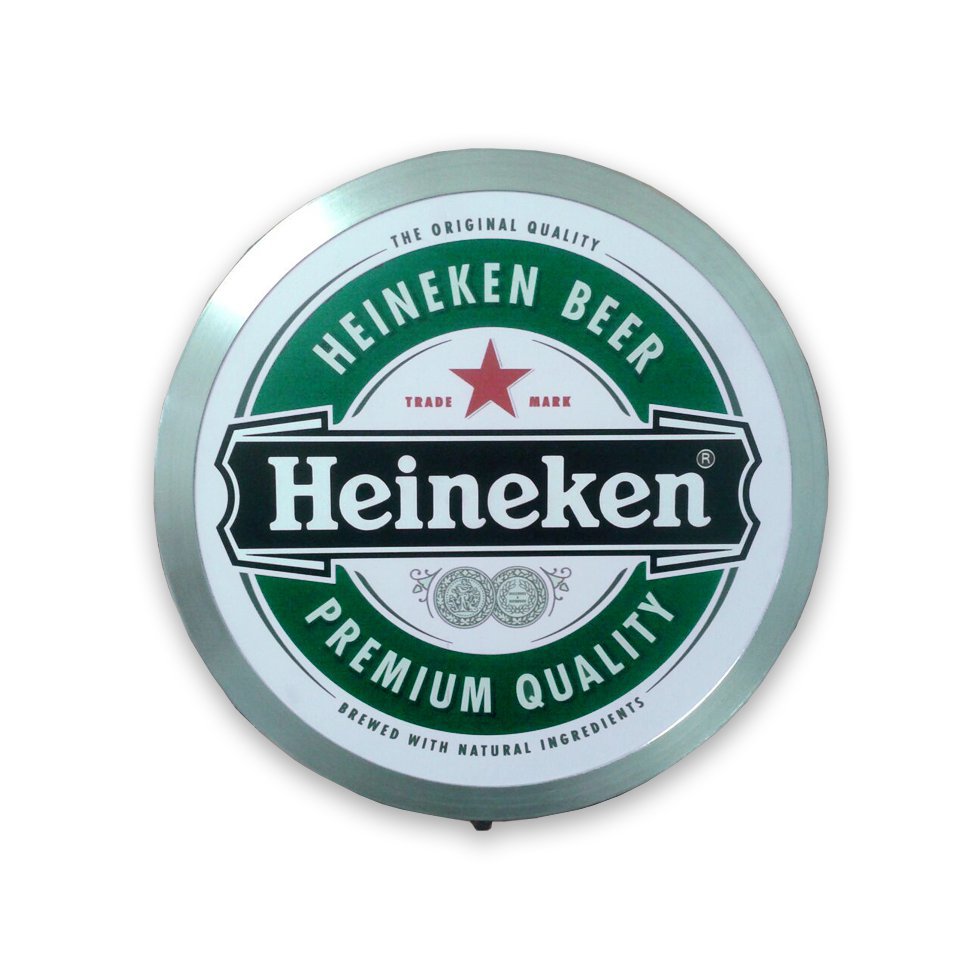Luminoso Decorativo - Heineken - Aço Escovado - 31 Cm