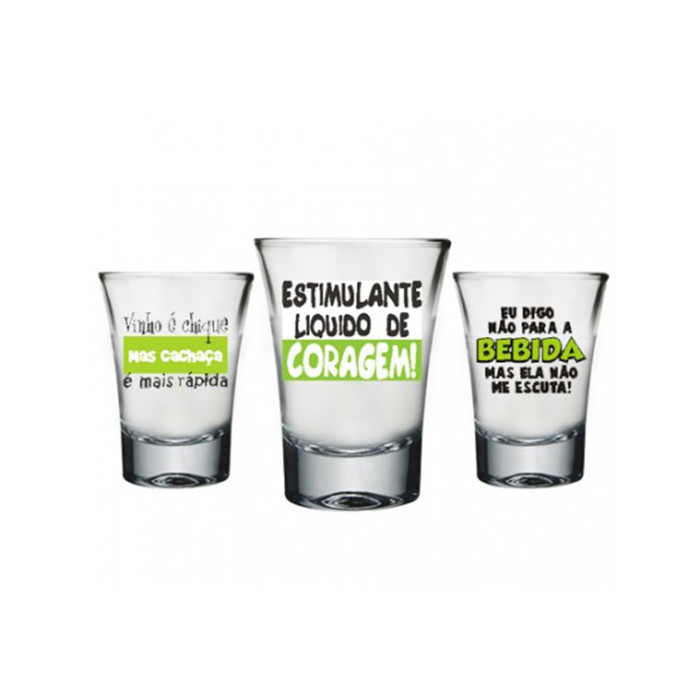 Conjunto Com 3 Copos Para Aperitivo - Vinho é Chique Mas...