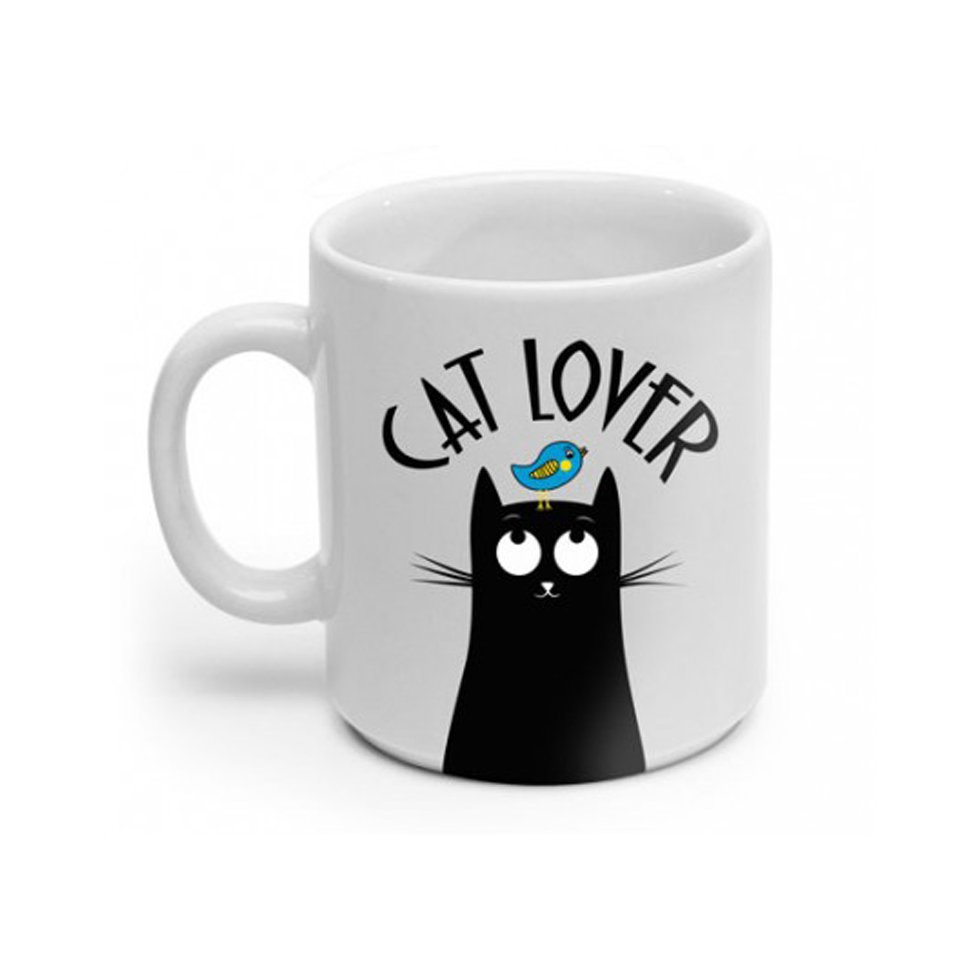 Caneca De Porcelana Branca - Cat Lover