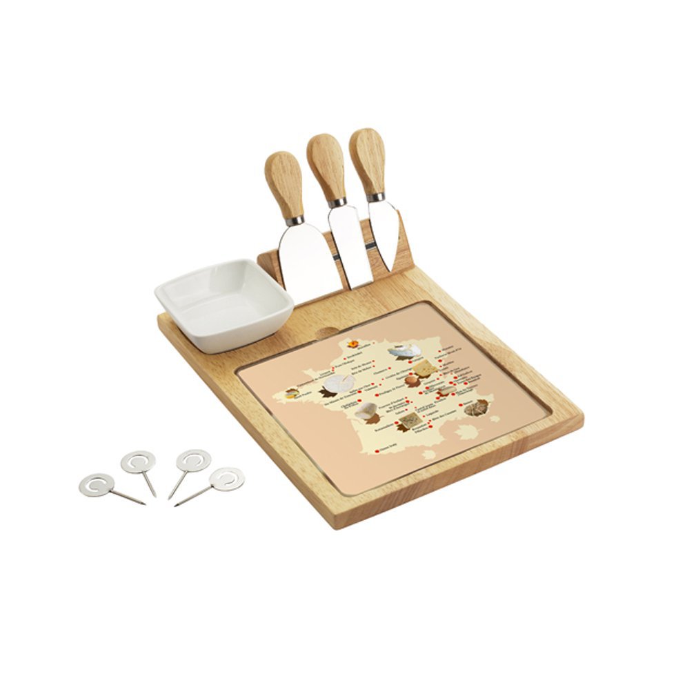 Conjunto Para Queijo De Madeira E Porcelana - 10 Peças - Dynasty