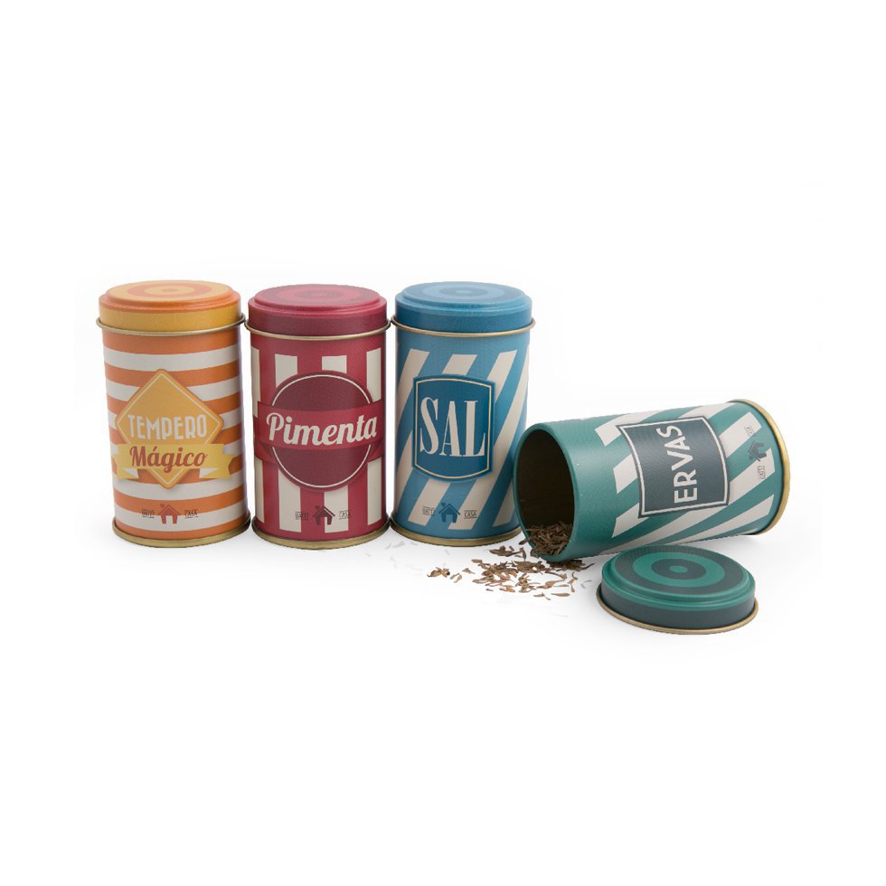 Conjunto De Latas Para Tempero - Vintage - Uatt?