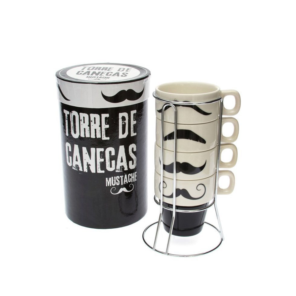 Torre De Canecas De Cerâmica - Bigode - Zona Criativa