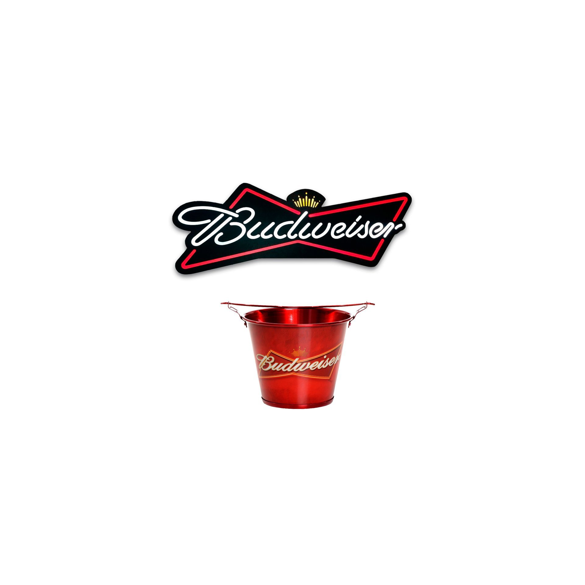 Luminoso Decorativo Led - 80 Cm + Balde De Alumínio Para Gelo - Budweiser