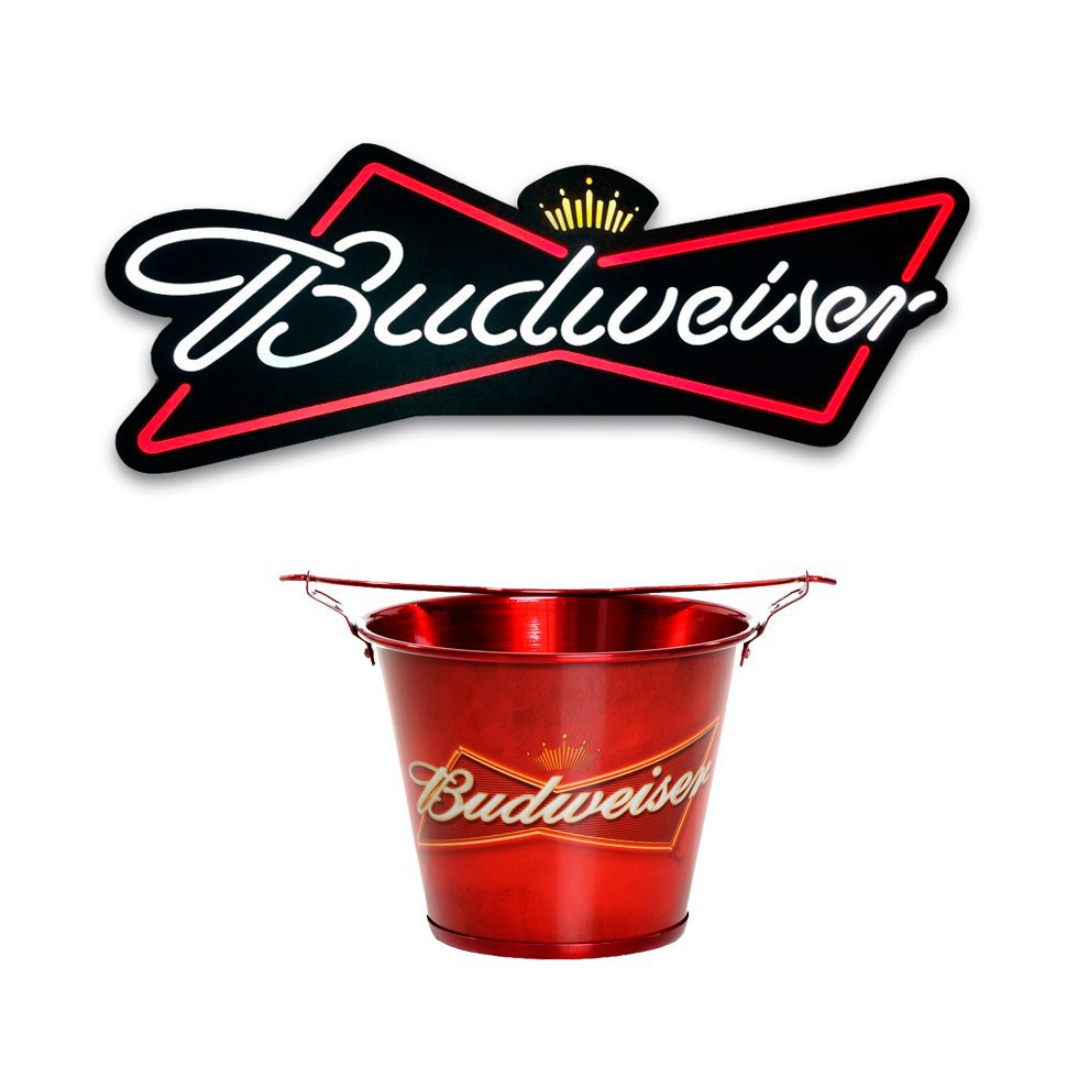 Luminoso Decorativo Led - 80 Cm + Balde De Alumínio Para Gelo - Budweiser