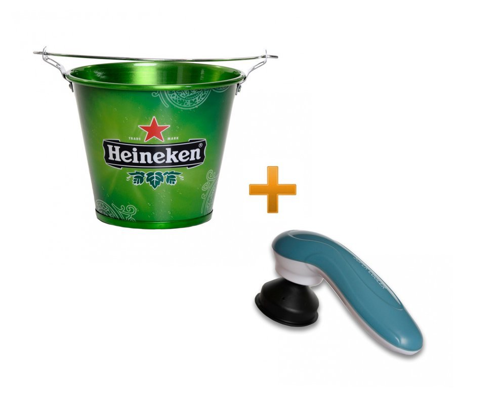 Balde De Alumínio Para Gelo - Heineken + Supercooler - Cerveja Gelada Em 2 Minutos