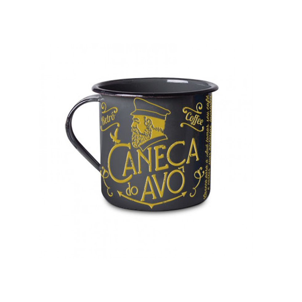Caneca Esmaltada Cinza - Caneca Do Avô - 300 Ml - Vaca Design
