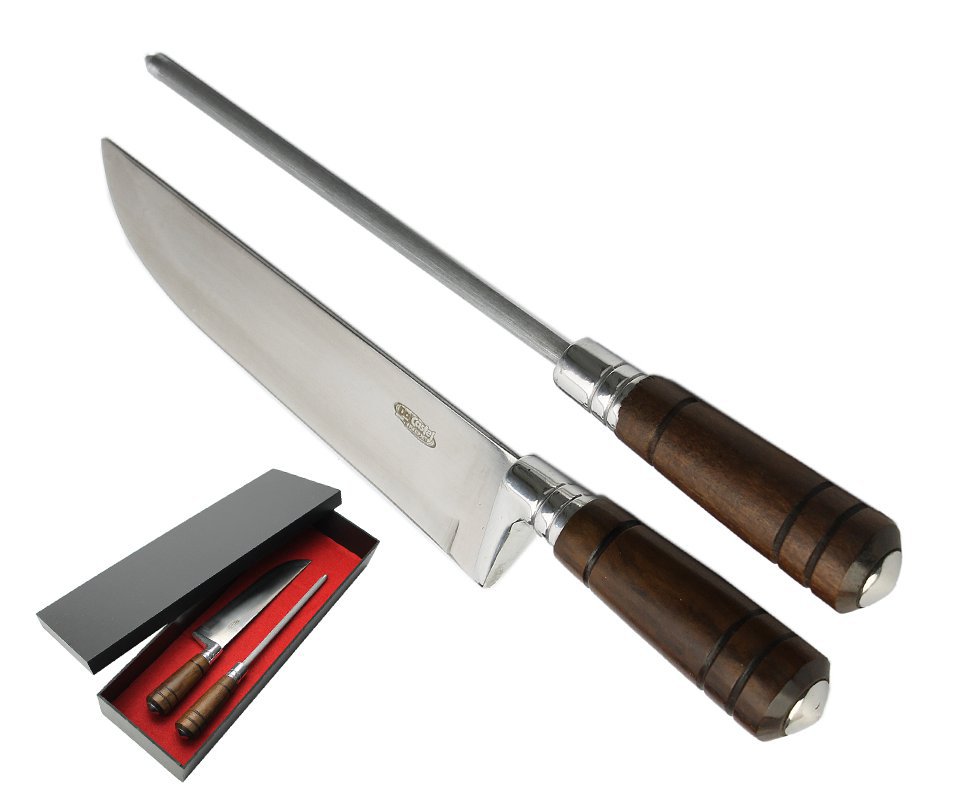 Conjunto Faca E Chaira 8" - Cabo De Madeira - Dal Castel