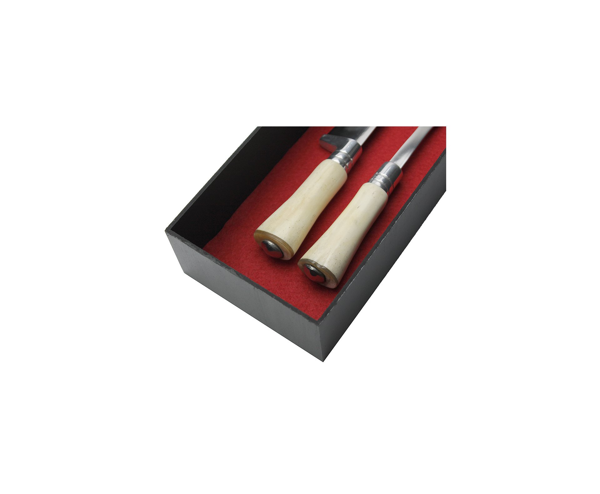 Conjunto Faca E Garfo 8" - Cabo De Osso + Suporte Em Couro - Dal Castel