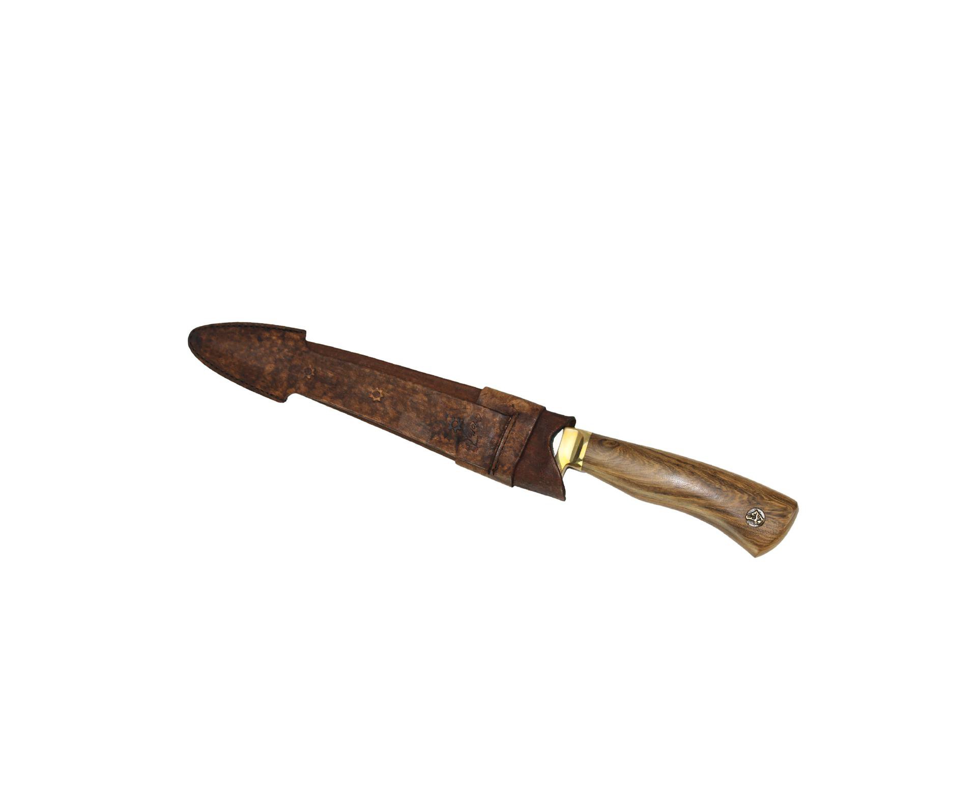 Faca Churasco 7" + Bainha Couro - Cabo De Madeira Guajuvira - Rodeio