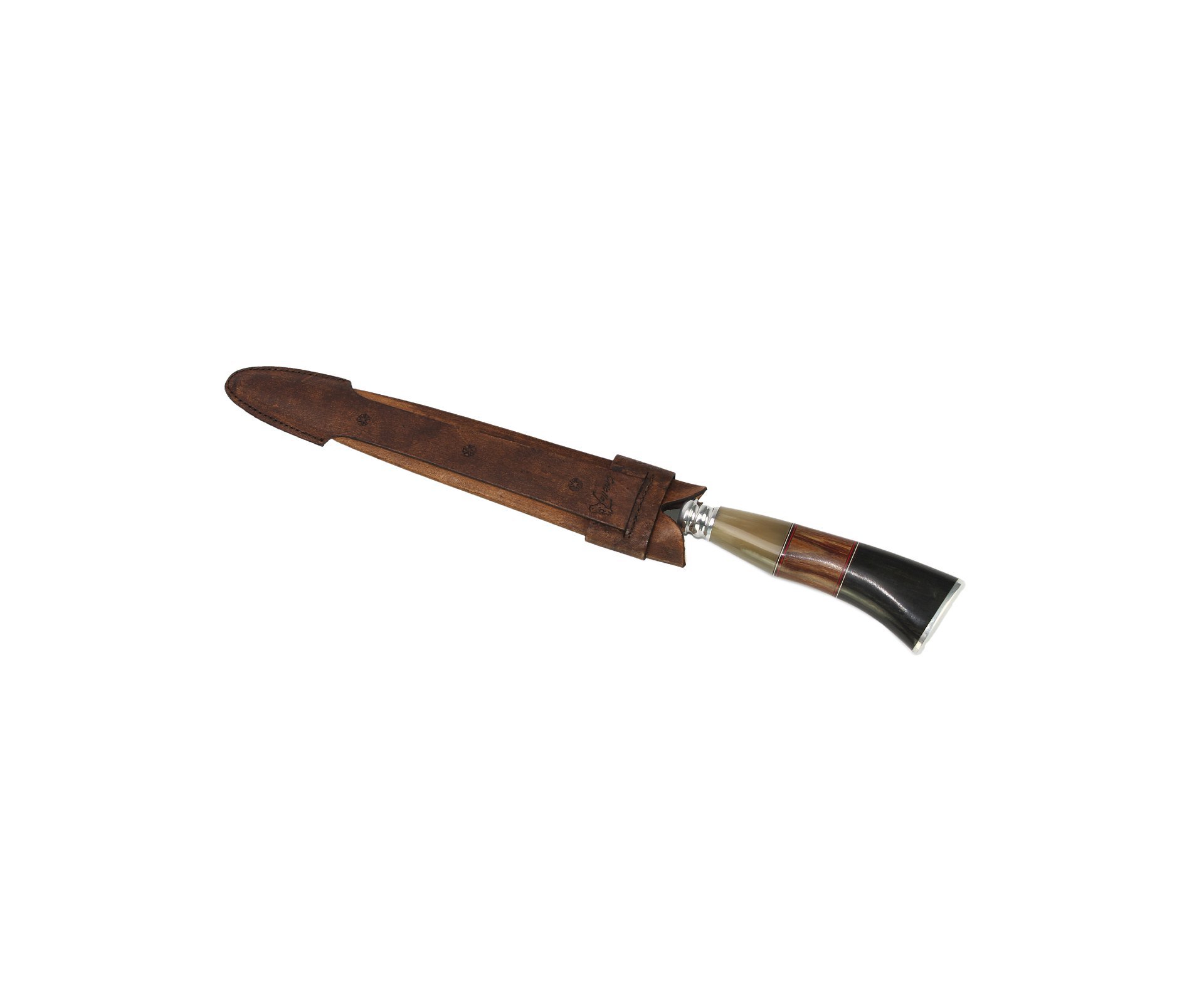 Faca Campeira 9 + Bainha Couro - Cabo Madeira/chifre - Rodeio