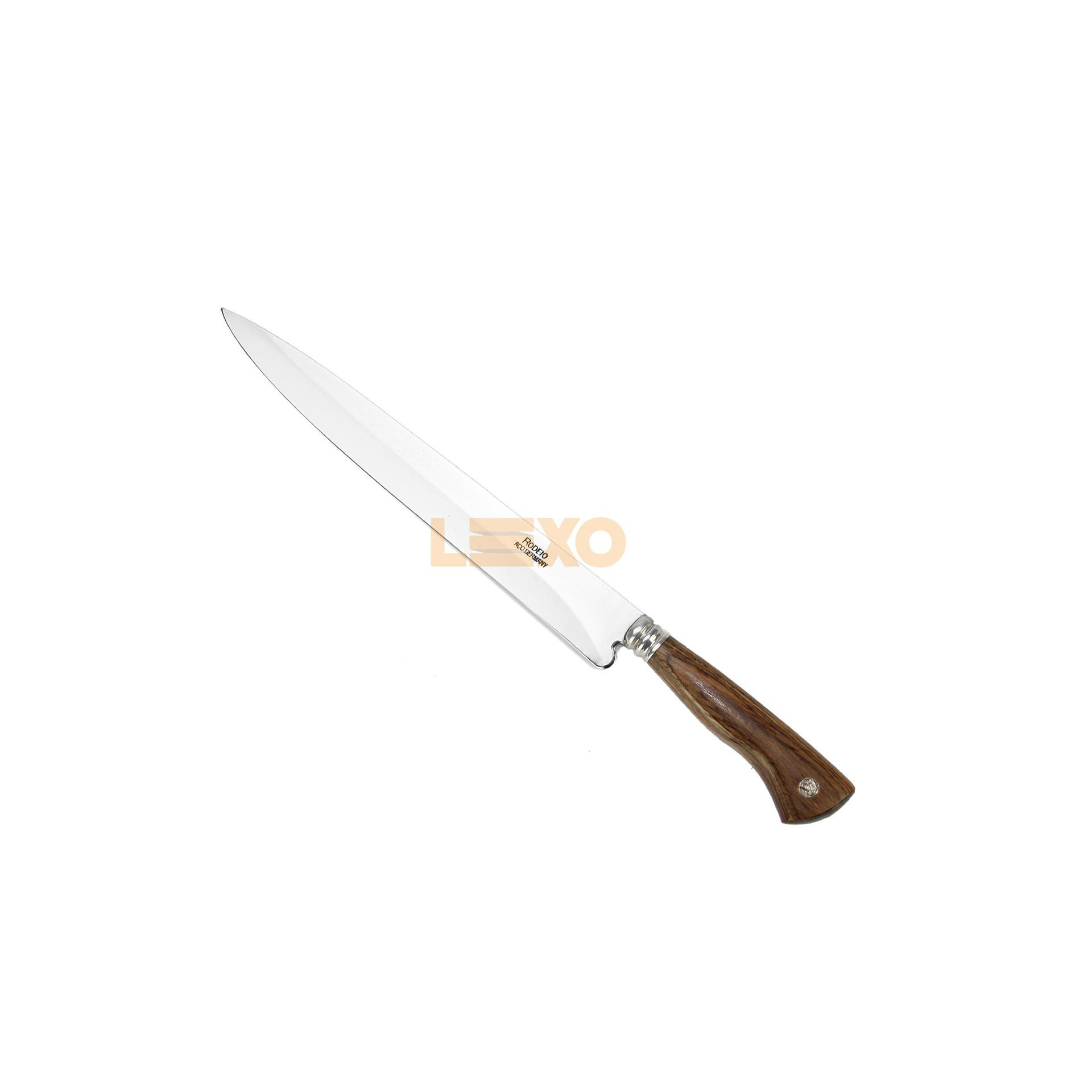 Faca Campeira 7" + Bainha Couro - Cabo Madeira Guajuvira - Rodeio