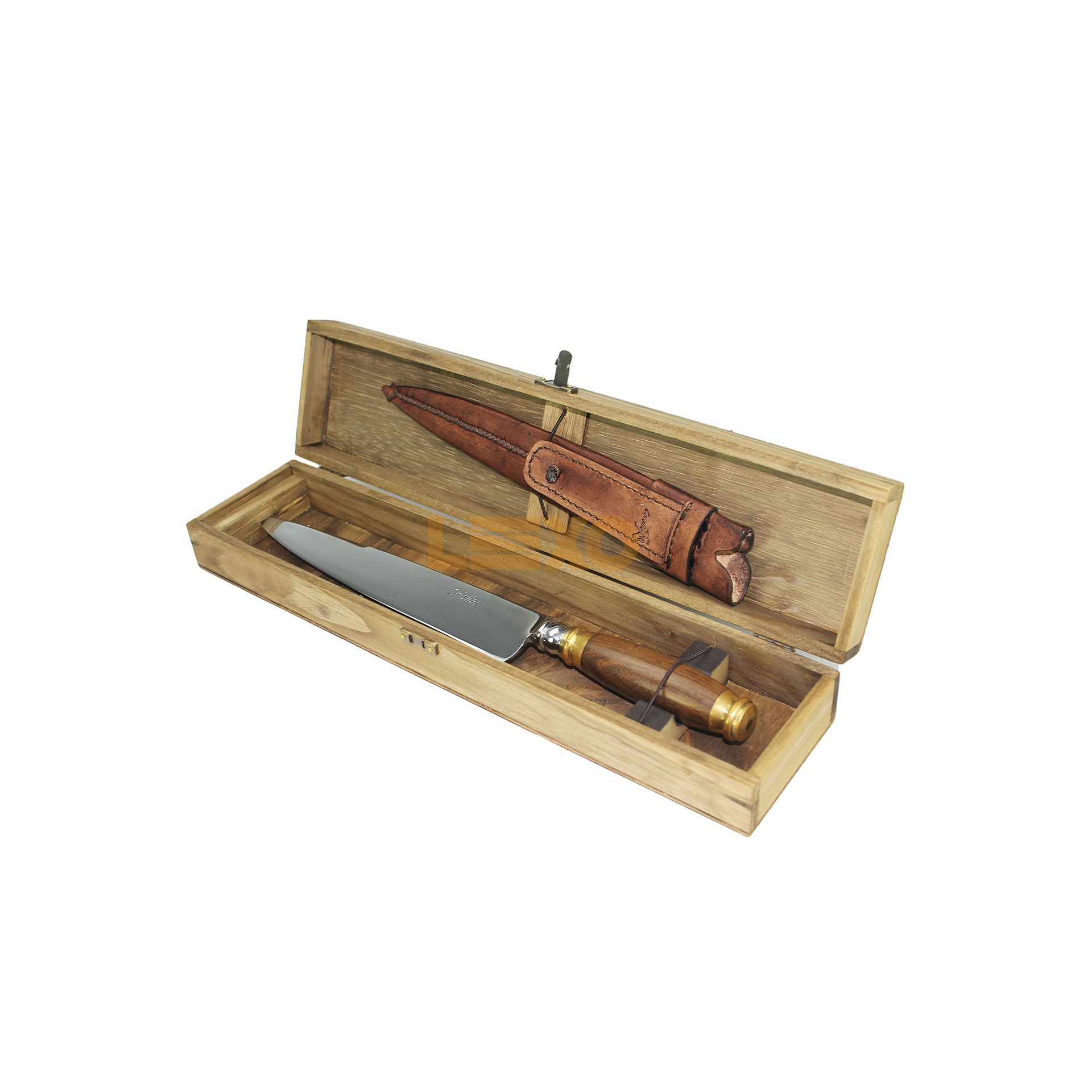 Faca Artesanal Forjada 10" Com Bainha De Couro + Caixa Madeira - Criolla
