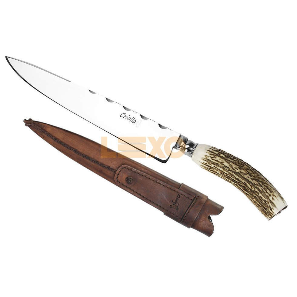 Faca Forjada Com Mosca 9"- Cabo Chifre De Cervo Natural - Criolla