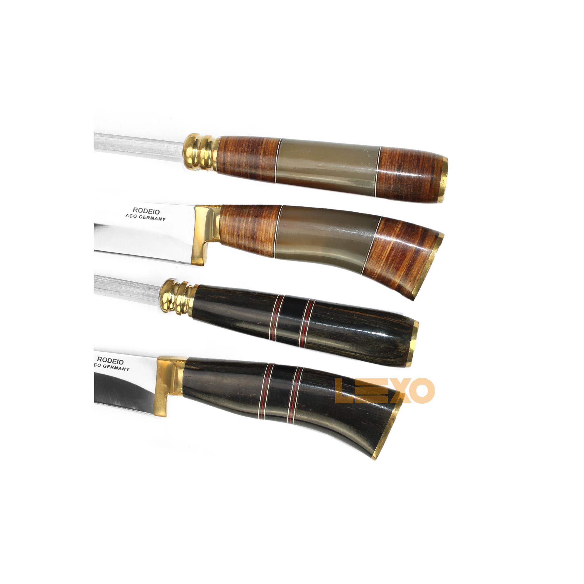 Conjunto De Faca E Chaira 5" Cabo Madeira E Chifre - Rodeio.