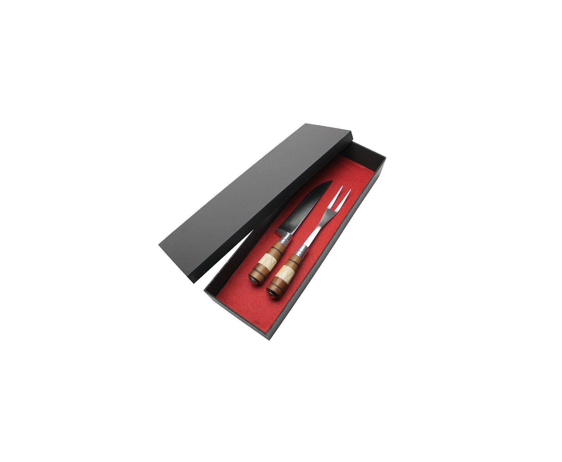 Conjunto De Faca E Garfo 6" Cabo De Osso E Madeira - Dal Castel