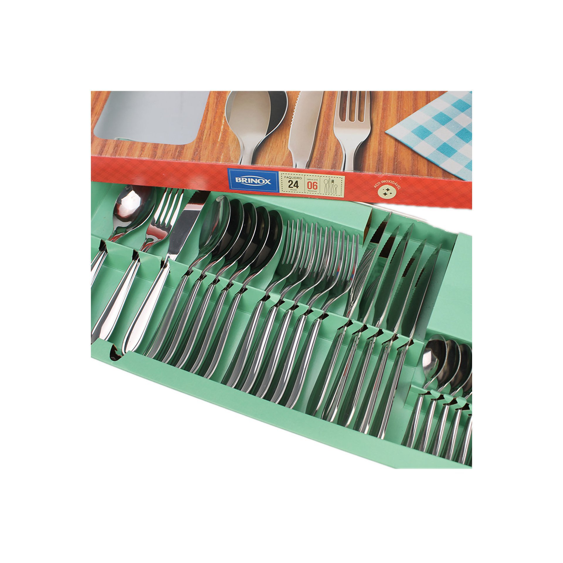 Faqueiro Lyon Aço Inox 24 Peças - Brinox
