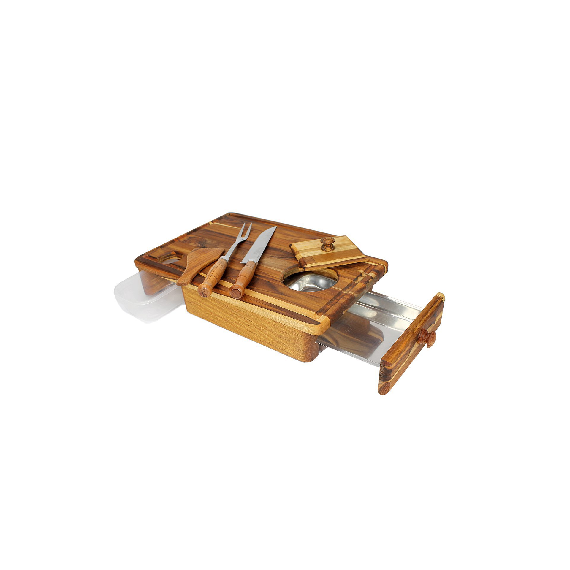 Kit Master Grill Com Garfo E Faca Cabo Redondo Madeira 60x40cm - Roni Grill