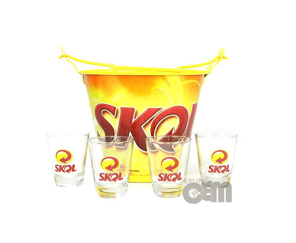 Kit Balde Skol Em Alumínio + 4 Copos - Doctor Cooler