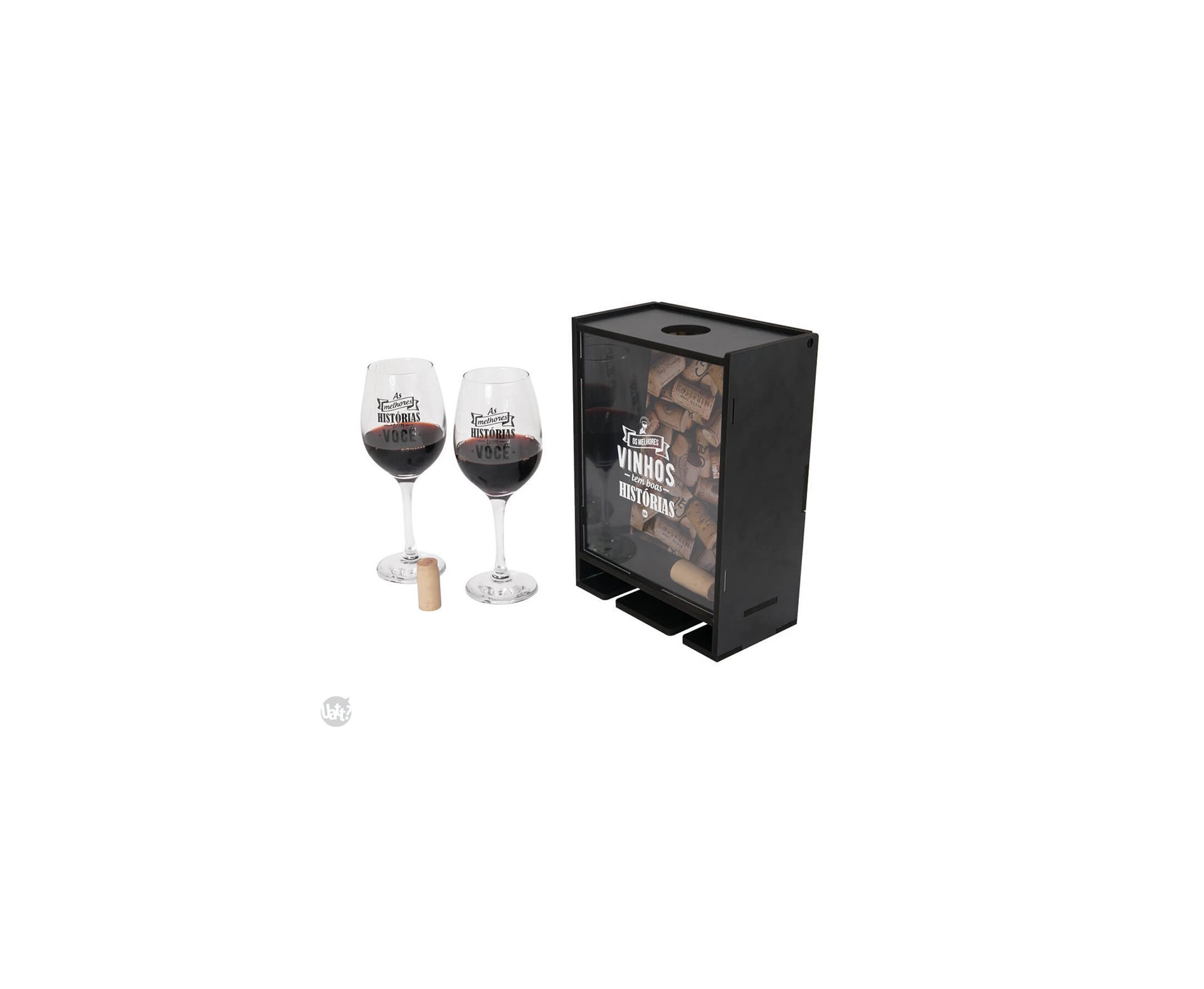 Quadro De Rolhas Com 2 Taças - Bons Momentos - Uatt