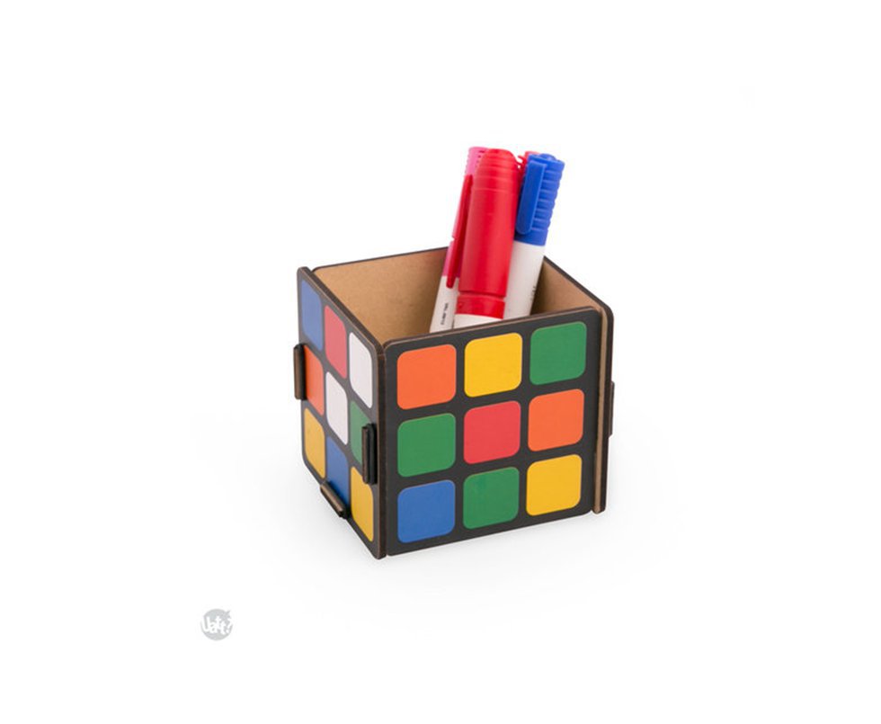 Porta Objetos Madeira - Cubo Magico - Uatt