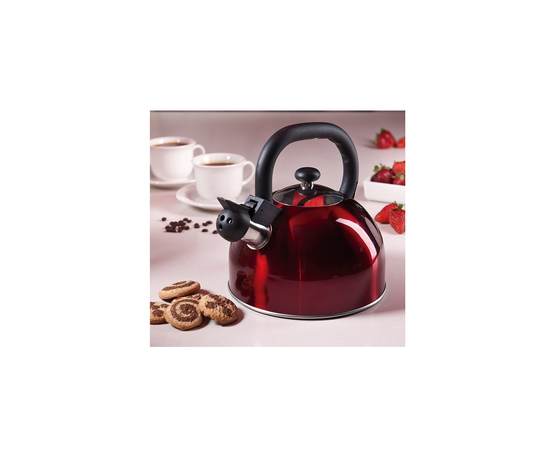 Chaleira Em Aço Inox Mattina 2,5 Litros Vermelha - Mor