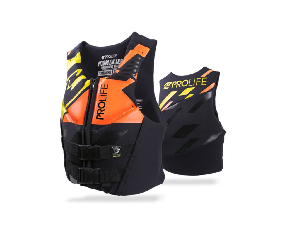 Colete Salva Vidas Neoprene New Protech V3 Homologado Amarelo/laranja - Prolife - P