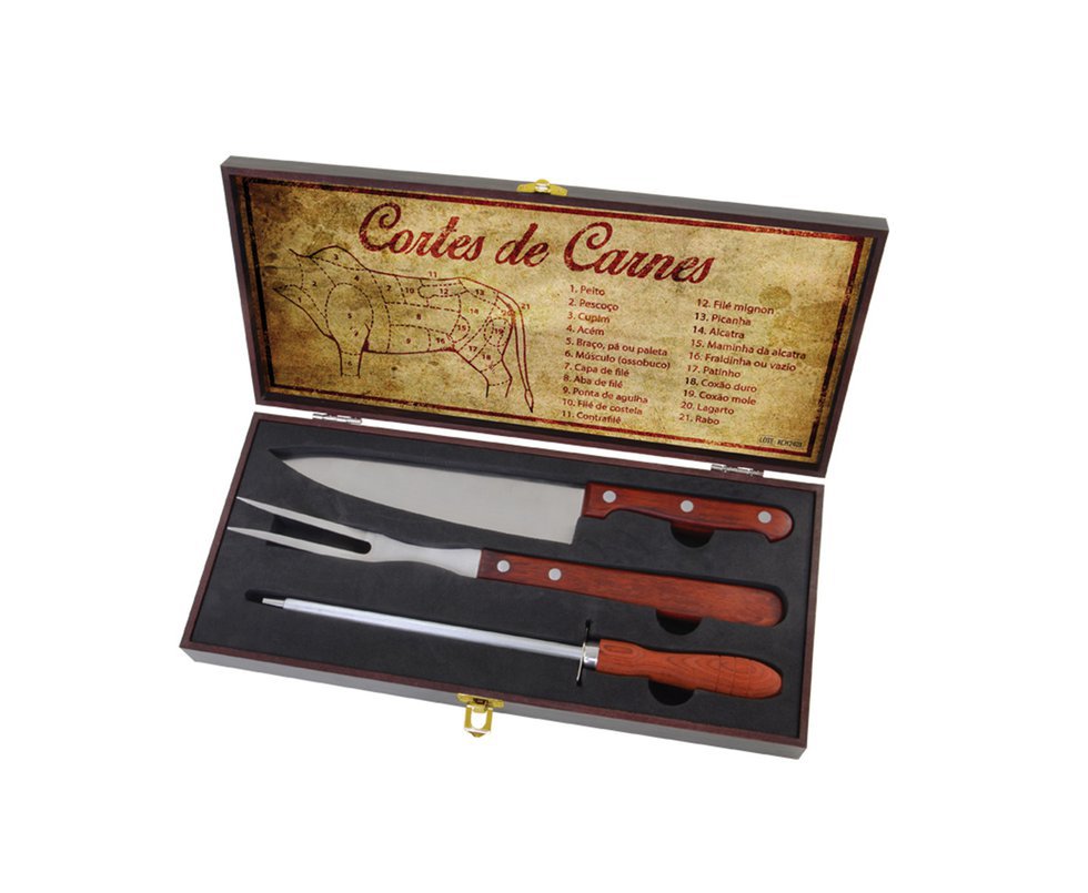Kit Churrasco Chef Bbq Linha Premium 4 Pcs Fix Ud3201 - Fixxar